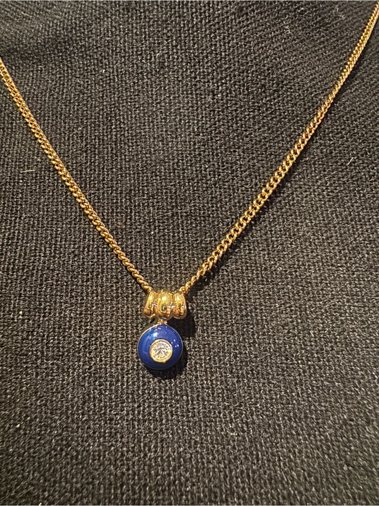 Dior Jewelry - Dior Gold-Tone Necklace with Blue Disc Charm